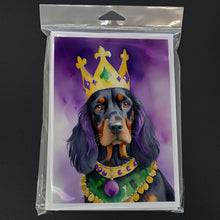 Load image into Gallery viewer, Gordon Setter King of Mardi Gras Greeting Cards - Blank Note Cards – 8-Pack of Artist-Designed Cards with Envelopes