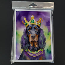 Load image into Gallery viewer, Gordon Setter King of Mardi Gras Greeting Cards - Blank Note Cards – 8-Pack of Artist-Designed Cards with Envelopes