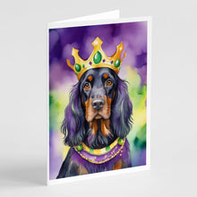 Load image into Gallery viewer, Gordon Setter King of Mardi Gras Greeting Cards - Blank Note Cards – 8-Pack of Artist-Designed Cards with Envelopes