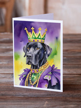 Load image into Gallery viewer, Great Dane King of Mardi Gras Greeting Cards - Blank Note Cards – 8-Pack of Artist-Designed Cards with Envelopes