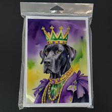 Load image into Gallery viewer, Great Dane King of Mardi Gras Greeting Cards - Blank Note Cards – 8-Pack of Artist-Designed Cards with Envelopes