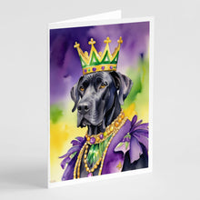 Load image into Gallery viewer, Great Dane King of Mardi Gras Greeting Cards - Blank Note Cards – 8-Pack of Artist-Designed Cards with Envelopes