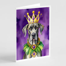 Load image into Gallery viewer, Great Dane King of Mardi Gras Greeting Cards - Blank Note Cards – 8-Pack of Artist-Designed Cards with Envelopes
