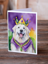 Load image into Gallery viewer, Great Pyrenees King of Mardi Gras Greeting Cards - Blank Note Cards – 8-Pack of Artist-Designed Cards with Envelopes