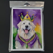 Load image into Gallery viewer, Great Pyrenees King of Mardi Gras Greeting Cards - Blank Note Cards – 8-Pack of Artist-Designed Cards with Envelopes