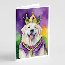 Load image into Gallery viewer, Great Pyrenees King of Mardi Gras Greeting Cards - Blank Note Cards – 8-Pack of Artist-Designed Cards with Envelopes