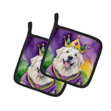 Load image into Gallery viewer, Great Pyrenees King of Mardi Gras Pot Holders - Set of 2 Decorative Kitchen Helpers | Made in the USA