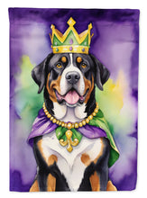 Load image into Gallery viewer, Greater Swiss Mountain Dog King of Mardi Gras House Flag