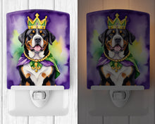 Load image into Gallery viewer, Greater Swiss Mountain Dog King of Mardi Gras Ceramic Night Light