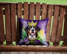 Load image into Gallery viewer, Greater Swiss Mountain Dog King of Mardi Gras Throw Pillow - 14x14 Decorative Pillow – Art for Your Home &amp; Patio