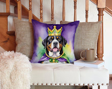 Load image into Gallery viewer, Greater Swiss Mountain Dog King of Mardi Gras Throw Pillow - 14x14 Decorative Pillow – Art for Your Home &amp; Patio