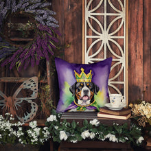 Load image into Gallery viewer, Greater Swiss Mountain Dog King of Mardi Gras Throw Pillow - 14x14 Decorative Pillow – Art for Your Home &amp; Patio