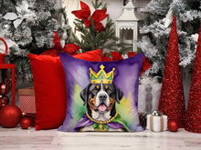 Load image into Gallery viewer, Greater Swiss Mountain Dog King of Mardi Gras Throw Pillow - 14x14 Decorative Pillow – Art for Your Home &amp; Patio