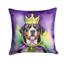 Load image into Gallery viewer, Greater Swiss Mountain Dog King of Mardi Gras Throw Pillow - 14x14 Decorative Pillow – Art for Your Home &amp; Patio
