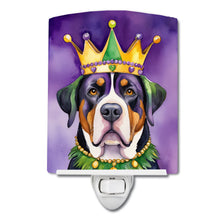 Load image into Gallery viewer, Greater Swiss Mountain Dog King of Mardi Gras Ceramic Night Light