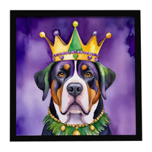 Load image into Gallery viewer, Greater Swiss Mountain Dog King of Mardi Gras Framed Metal Print