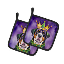 Load image into Gallery viewer, Greater Swiss Mountain Dog King of Mardi Gras Pot Holders - Set of 2 Decorative Kitchen Helpers | Made in the USA
