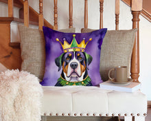Load image into Gallery viewer, Greater Swiss Mountain Dog King of Mardi Gras Throw Pillow - 14x14 Decorative Pillow – Art for Your Home &amp; Patio