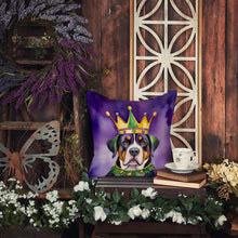 Load image into Gallery viewer, Greater Swiss Mountain Dog King of Mardi Gras Throw Pillow - 14x14 Decorative Pillow – Art for Your Home &amp; Patio