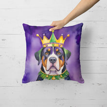 Load image into Gallery viewer, Greater Swiss Mountain Dog King of Mardi Gras Throw Pillow