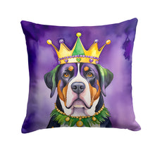 Load image into Gallery viewer, Greater Swiss Mountain Dog King of Mardi Gras Throw Pillow