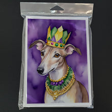 Load image into Gallery viewer, Greyhound King of Mardi Gras Greeting Cards - Blank Note Cards – 8-Pack of Artist-Designed Cards with Envelopes