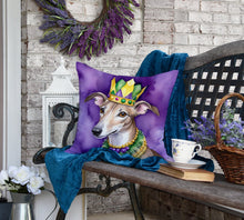 Load image into Gallery viewer, Greyhound King of Mardi Gras Throw Pillow