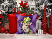 Load image into Gallery viewer, Greyhound King of Mardi Gras Throw Pillow