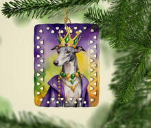 Load image into Gallery viewer, Greyhound King of Mardi Gras Porcelain Ornament