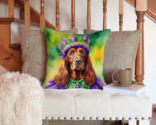Load image into Gallery viewer, Irish Setter King of Mardi Gras Throw Pillow - 14x14 Decorative Pillow – Art for Your Home &amp; Patio