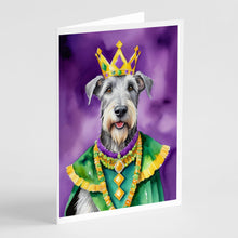 Load image into Gallery viewer, Irish Wolfhound King of Mardi Gras Greeting Cards - Blank Note Cards – 8-Pack of Artist-Designed Cards with Envelopes
