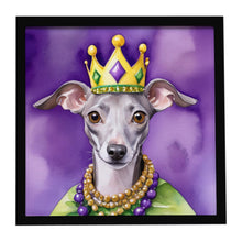 Load image into Gallery viewer, Italian Greyhound King of Mardi Gras Framed Metal Print