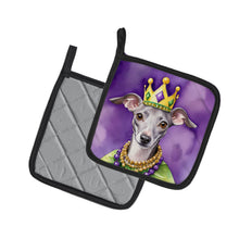 Load image into Gallery viewer, Italian Greyhound King of Mardi Gras Pot Holders - Set of 2 Decorative Kitchen Helpers | Made in the USA