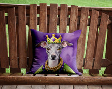 Load image into Gallery viewer, Italian Greyhound King of Mardi Gras Throw Pillow - 14x14 Decorative Pillow – Art for Your Home &amp; Patio
