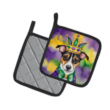 Load image into Gallery viewer, Jack Russell Terrier King of Mardi Gras Pot Holders - Set of 2 Decorative Kitchen Helpers | Made in the USA