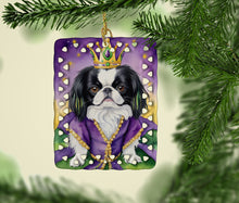 Load image into Gallery viewer, Japanese Chin King of Mardi Gras Porcelain Ornament