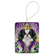 Load image into Gallery viewer, Japanese Chin King of Mardi Gras Porcelain Ornament