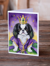 Load image into Gallery viewer, Japanese Chin King of Mardi Gras Greeting Cards - Blank Note Cards – 8-Pack of Artist-Designed Cards with Envelopes