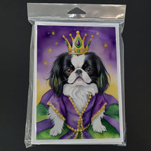 Load image into Gallery viewer, Japanese Chin King of Mardi Gras Greeting Cards - Blank Note Cards – 8-Pack of Artist-Designed Cards with Envelopes