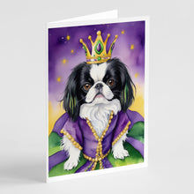 Load image into Gallery viewer, Japanese Chin King of Mardi Gras Greeting Cards - Blank Note Cards – 8-Pack of Artist-Designed Cards with Envelopes