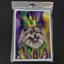 Load image into Gallery viewer, Keeshond King of Mardi Gras Greeting Cards - Blank Note Cards – 8-Pack of Artist-Designed Cards with Envelopes