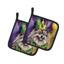 Load image into Gallery viewer, Keeshond King of Mardi Gras Pot Holders - Set of 2 Decorative Kitchen Helpers | Made in the USA