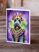 Load image into Gallery viewer, Kerry Blue Terrier King of Mardi Gras Greeting Cards - Blank Note Cards – 8-Pack of Artist-Designed Cards with Envelopes