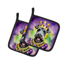 Load image into Gallery viewer, Kerry Blue Terrier King of Mardi Gras Pot Holders - Set of 2 Decorative Kitchen Helpers | Made in the USA
