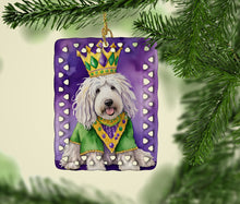 Load image into Gallery viewer, Komondor King of Mardi Gras Porcelain Ornament