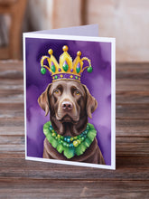 Load image into Gallery viewer, Labrador Retriever King of Mardi Gras Greeting Cards - Blank Note Cards – 8-Pack of Artist-Designed Cards with Envelopes