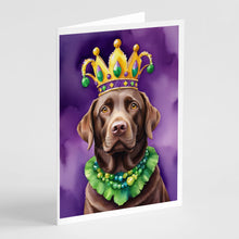 Load image into Gallery viewer, Labrador Retriever King of Mardi Gras Greeting Cards - Blank Note Cards – 8-Pack of Artist-Designed Cards with Envelopes