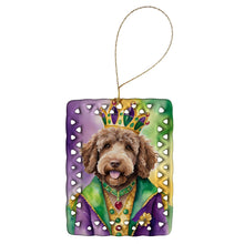 Load image into Gallery viewer, Labradoodle King of Mardi Gras Porcelain Ornament