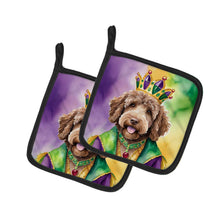 Load image into Gallery viewer, Labradoodle King of Mardi Gras Pot Holders - Set of 2 Decorative Kitchen Helpers | Made in the USA