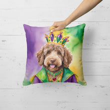 Load image into Gallery viewer, Labradoodle King of Mardi Gras Throw Pillow